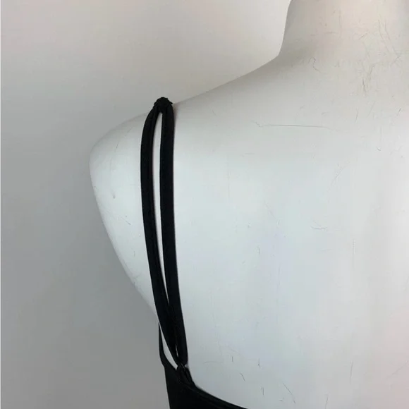 SHEIN Black V-Neck Ruched Lace-Up Crop Top- S - Picture 6 of 11